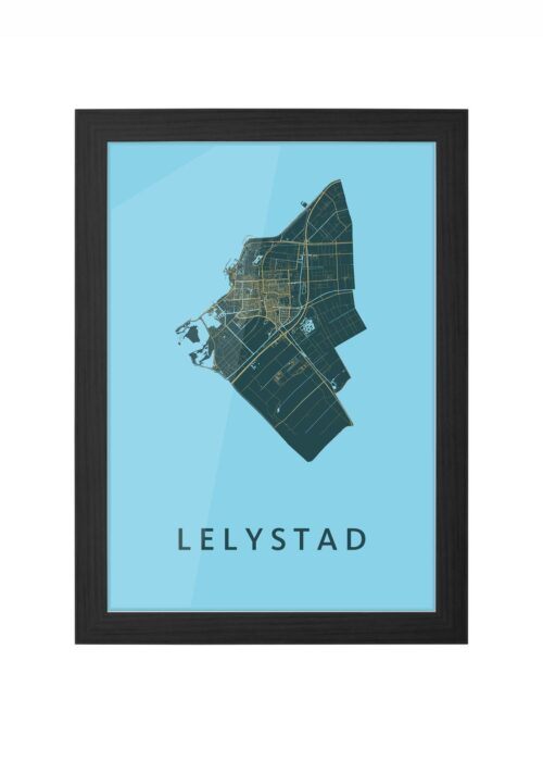 lelystad stadskaart poster ingelijst in zwarte lijst