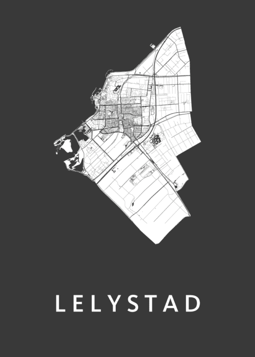Lelystad Stadskaart poster Black