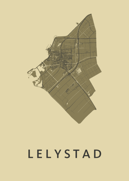 Lelystad Stadskaart poster GoldenRod