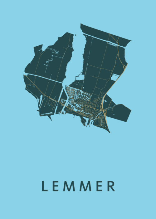 Lemmer Azure Stadskaart Poster Kopen