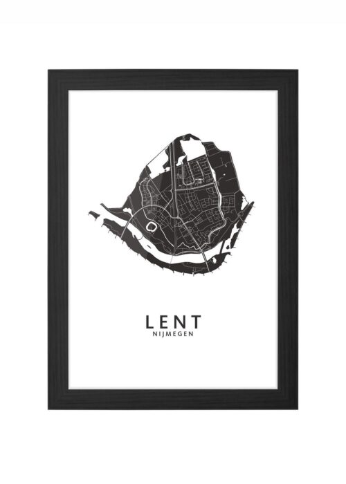 lent wijkkaart nijmegen ingelijst in zwarte lijst