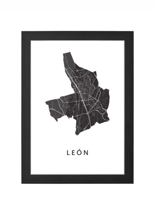 León (Spanje) Ingelijst in Zwart lijst Kopen | Kunst in Kaart