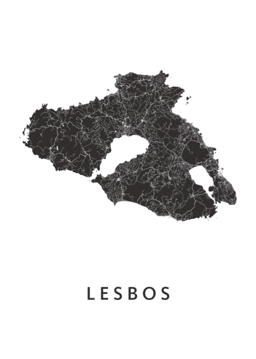 Lesbos Eilandkaart Poster