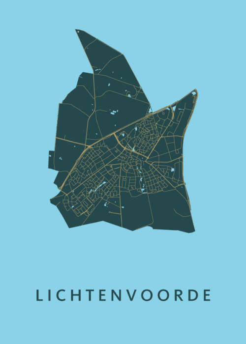 Lichtenvoorde Azure Stadskaart Poster Kopen