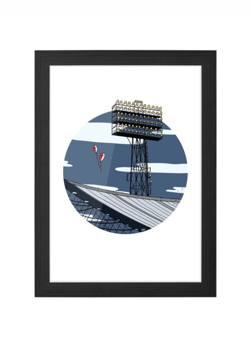 lichtmast stadion rotterdam icoon print poster ingelijst in zwarte lijst