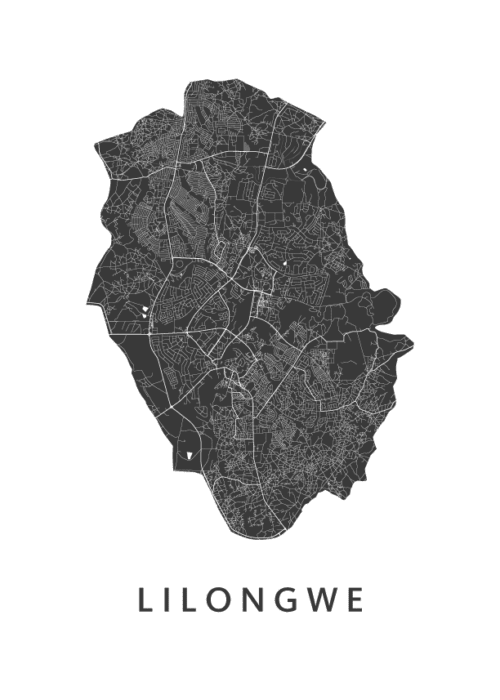 Lilongwe Stadskaart Poster Kopen