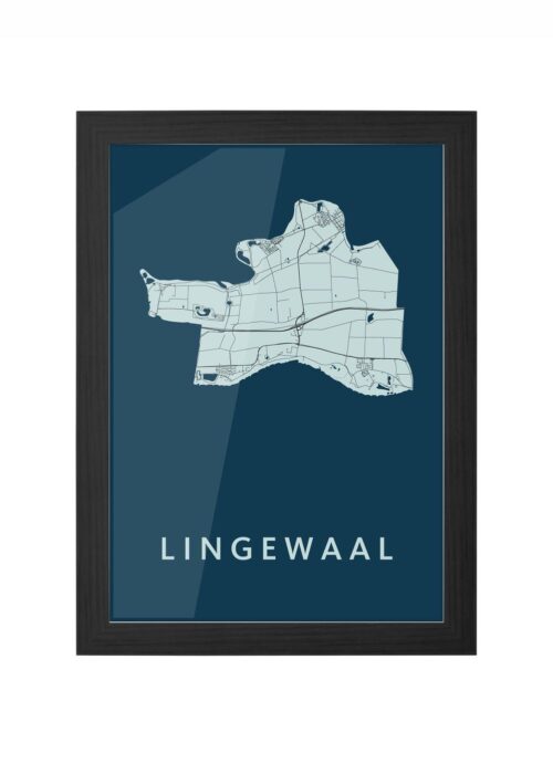 Lingewaal Navy Ingelijst in Zwart lijst Kopen | Kunst in Kaart