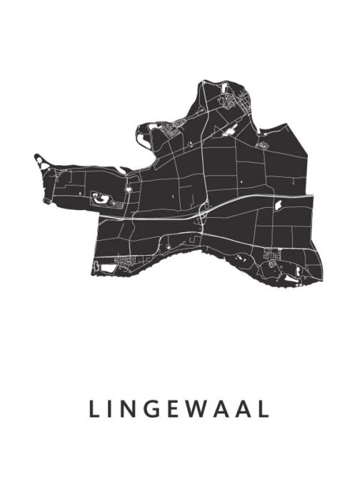 Lingewaal Stadskaart - White poster