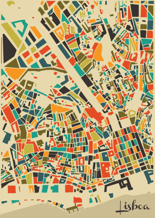 Lisboa Mozaïek Stadskaart poster