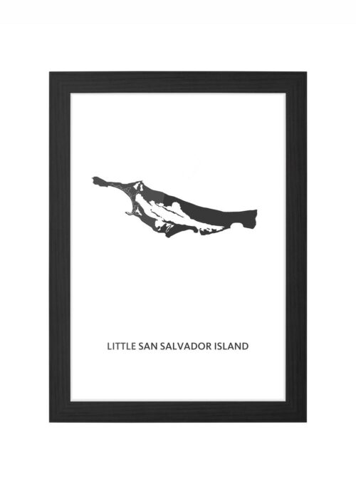 little san salvador eilandkaart poster ingelijst in zwarte lijst