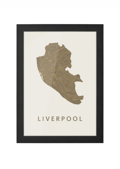 Liverpool Gold Ingelijst in Zwart lijst Kopen | Kunst in Kaart