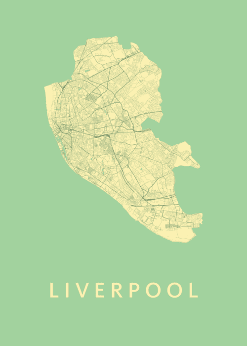 Liverpool Spring Stadskaart Poster Kopen