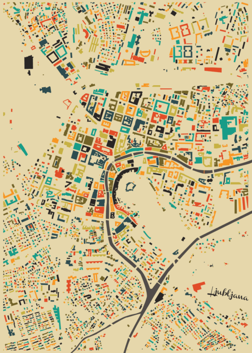 Ljubljana Stadskaart Poster Kopen