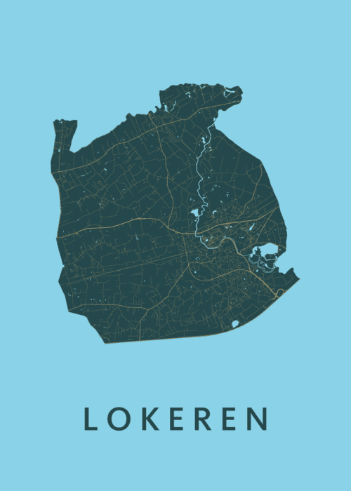 Lokeren Azure Stadskaart Poster Kopen