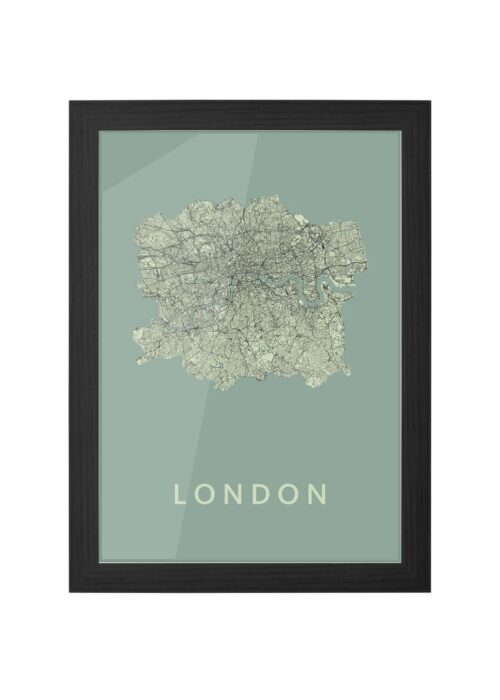 london stadskaart poster kopen ingelijst in zwarte lijst