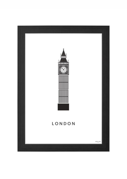 big ben stadskaart poster ingelijst in zwarte lijst