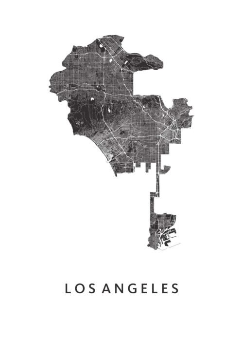 Los Angeles White Stadskaart Poster Kopen