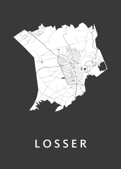 Losser Black Stadskaart Poster Kopen