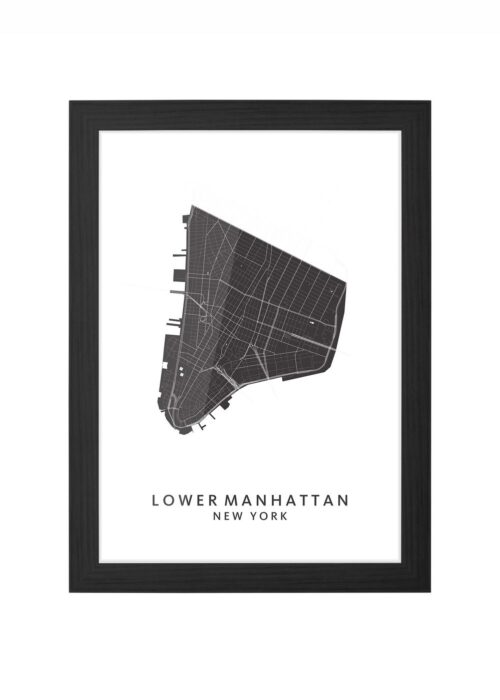 lower manhattan wijkkaart new york ingelijst in zwarte lijst