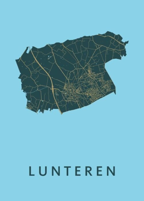 Lunteren Azure Stadskaart Poster Kopen