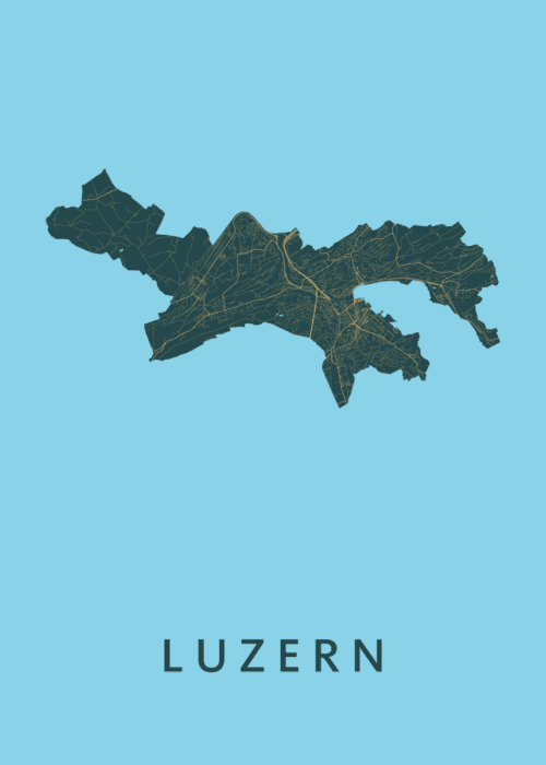 Luzern Azure Stadskaart Poster Kopen