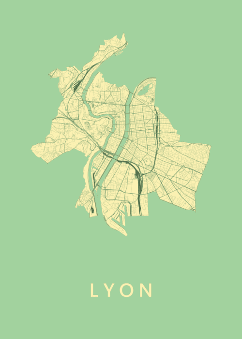 Lyon  Spring Stadskaart Poster Kopen