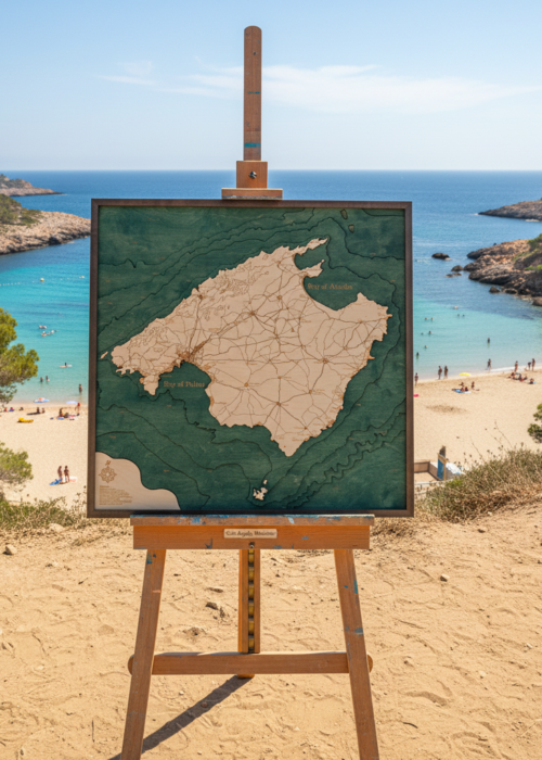 Mallorca 3D Reliëf Wandkaart van hout - Versie L