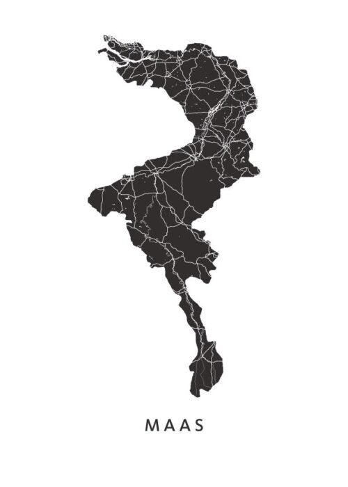 Maas stroomgebied Regiokaart Poster