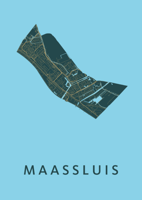 Maassluis Azure Stadskaart Poster Kopen