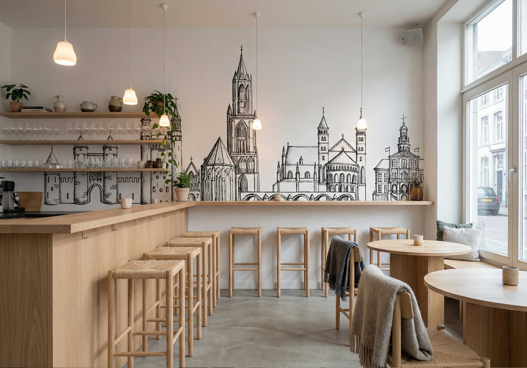 Restaurant behang skyline