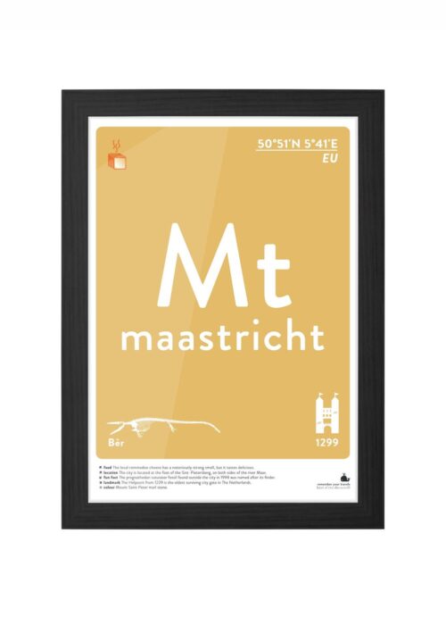 maastricht typografie poster ingelijst in zwarte lijst