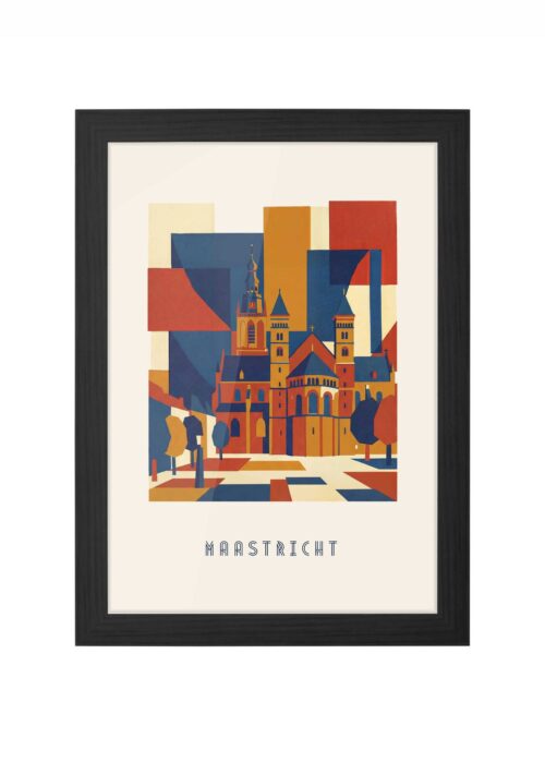 abstract maastricht stadsgezicht poster ingelijst in zwarte lijst