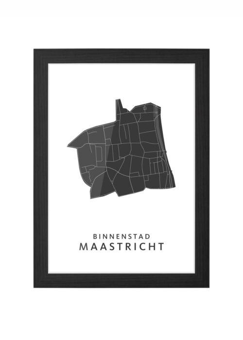 maastricht wijkkaart poster ingelijst in zwarte lijst
