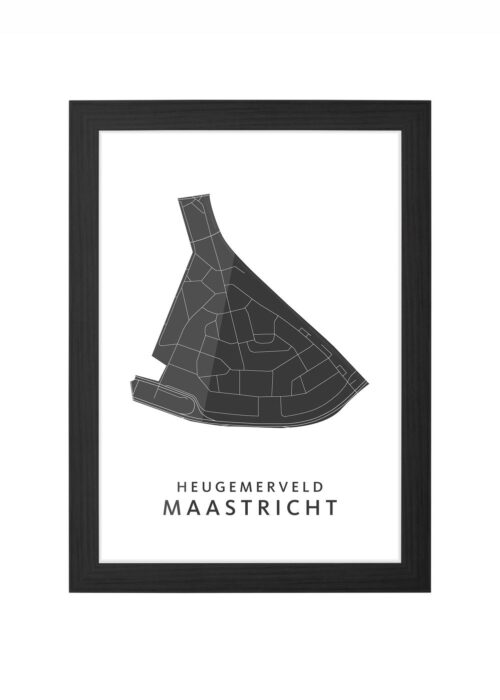 maastricht wijkkaart poster ingelijst in zwarte lijst