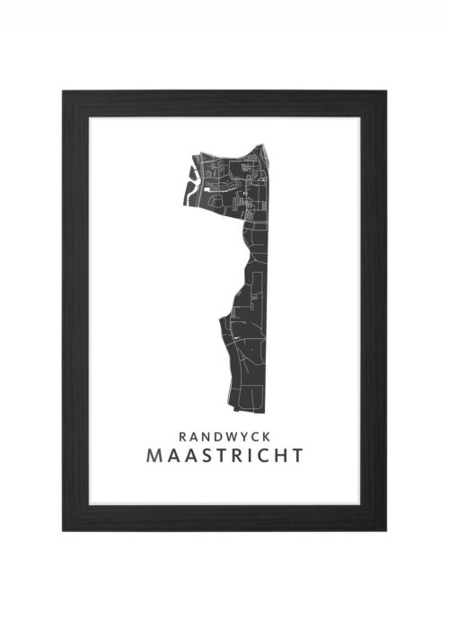 maastricht wijkkaart poster ingelijst in zwarte lijst