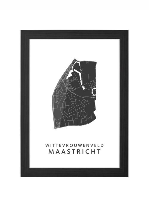 maastricht wijkkaart poster ingelijst in zwarte lijst