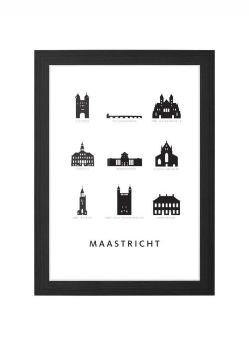 maastricht stadskaart poster ingelijst in zwarte lijst