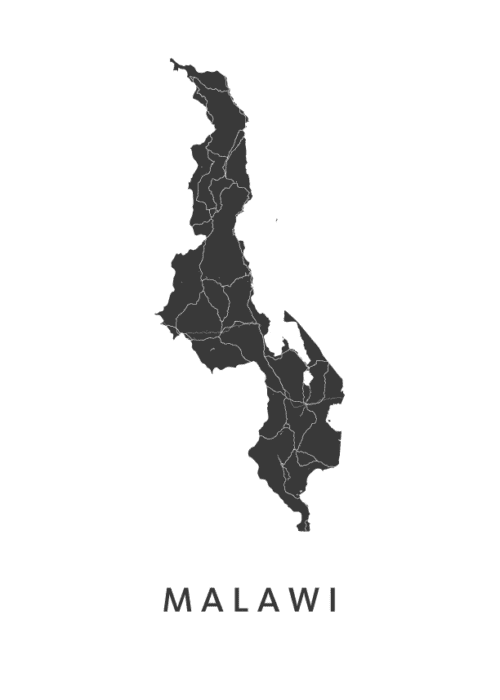 Malawi landkaart poster