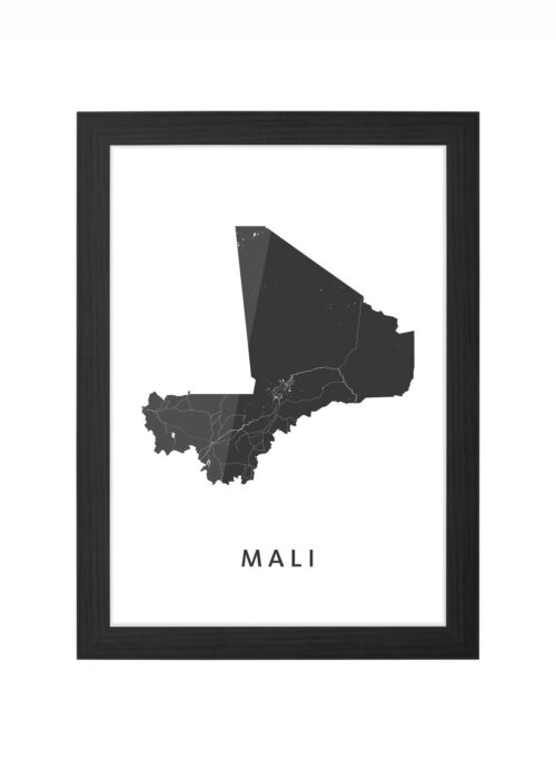 mali landkaart poster ingelijst in zwarte lijst