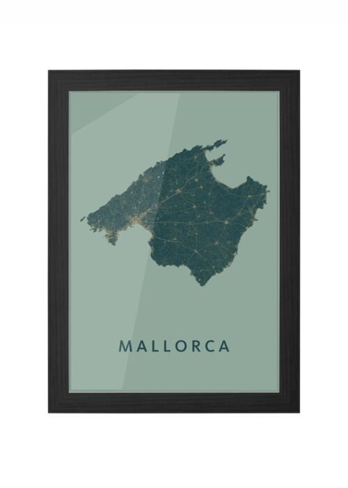 mallorca stadskaart poster ingelijst in zwarte lijst