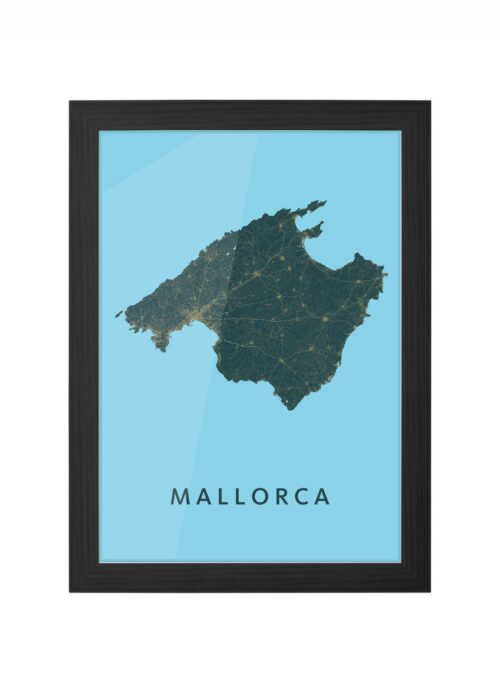 mallorca stadskaart poster ingelijst in zwarte lijst