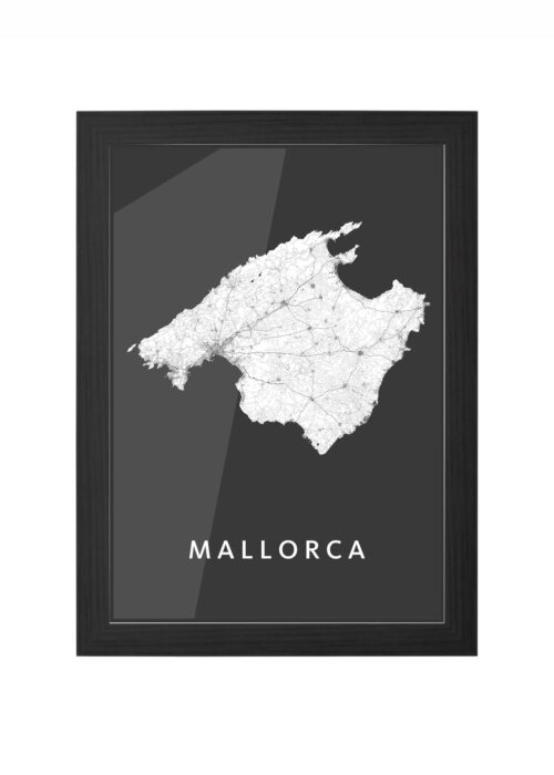 mallorca stadskaart poster ingelijst in zwarte lijst