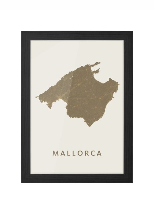 mallorca stadskaart poster ingelijst in zwarte lijst
