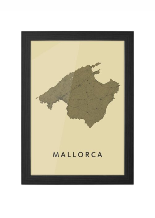 mallorca stadskaart poster ingelijst in zwarte lijst