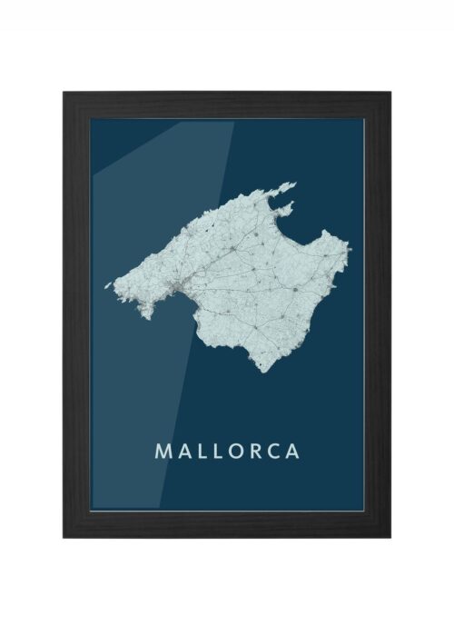 mallorca stadskaart poster ingelijst in zwarte lijst