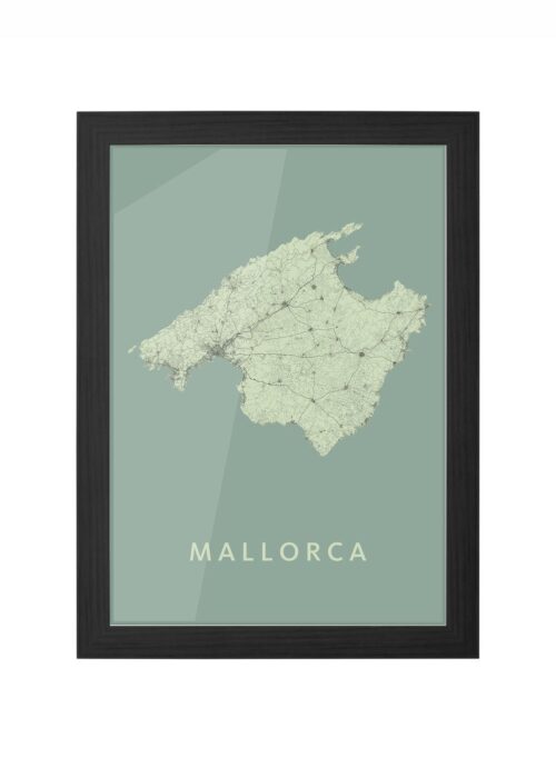 mallorca stadskaart poster ingelijst in zwarte lijst