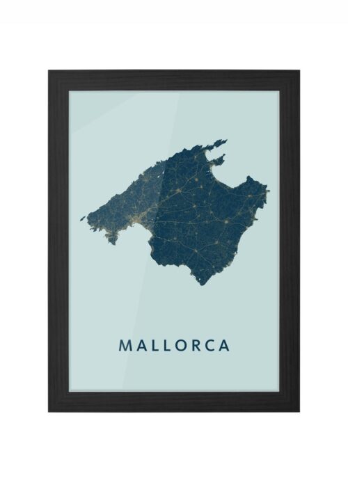 mallorca stadskaart poster ingelijst in zwarte lijst