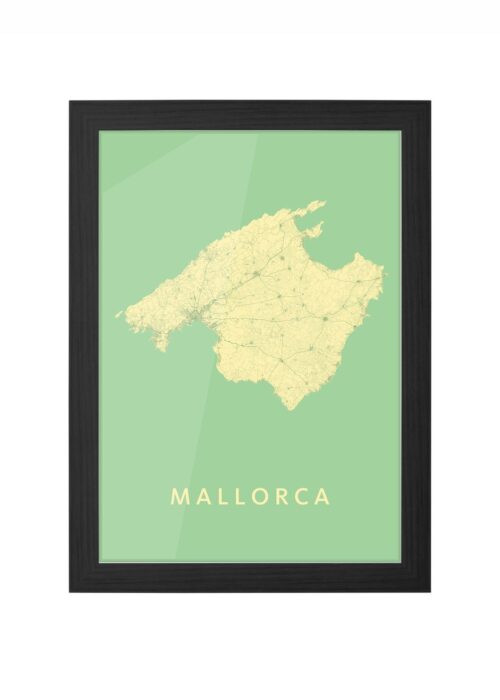 mallorca stadskaart poster ingelijst in zwarte lijst