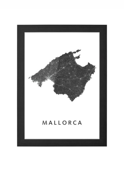 mallorca stadskaart poster ingelijst in zwarte lijst