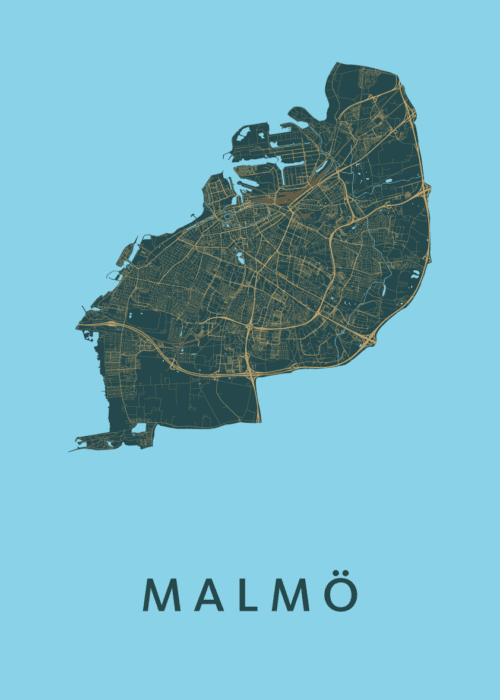 Malmö Stadskaart - Azure poster